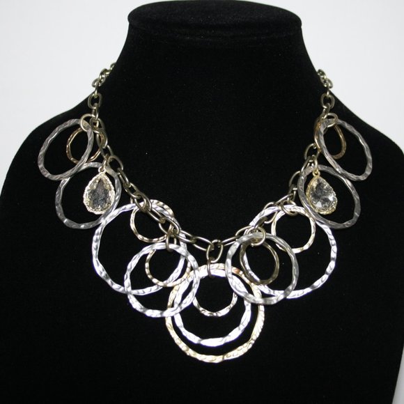 Beautiful silver and gold statement necklace 16"